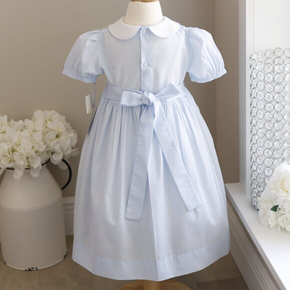 Blue Rosebud Diamond Smocked Dress Feltman Brothers New With Tags Portrait Party - Picture 4 of 6